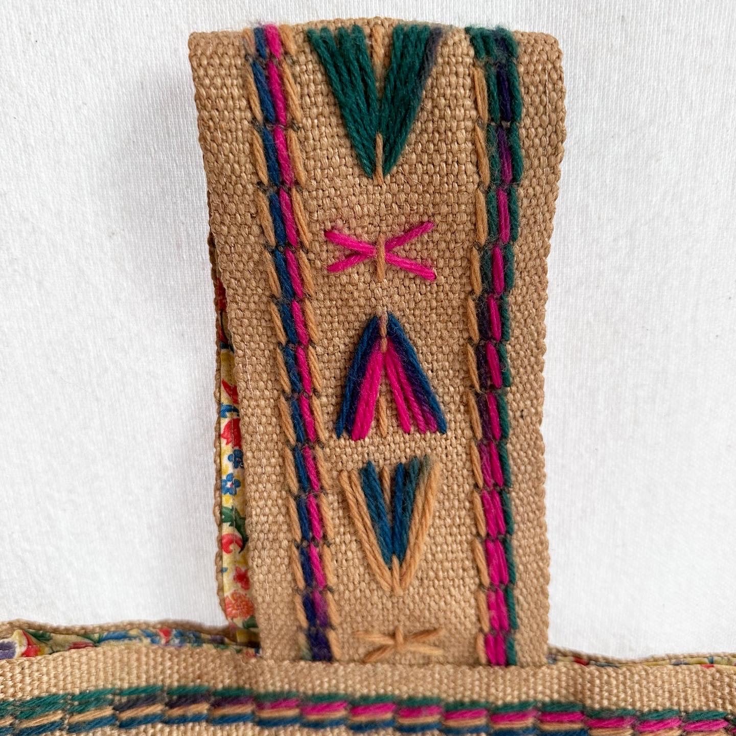 Embroidered Burlap Purse