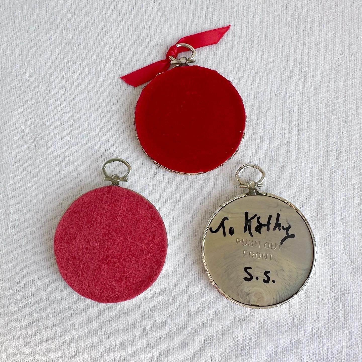 Hand-stitched Round Christmas Ornaments