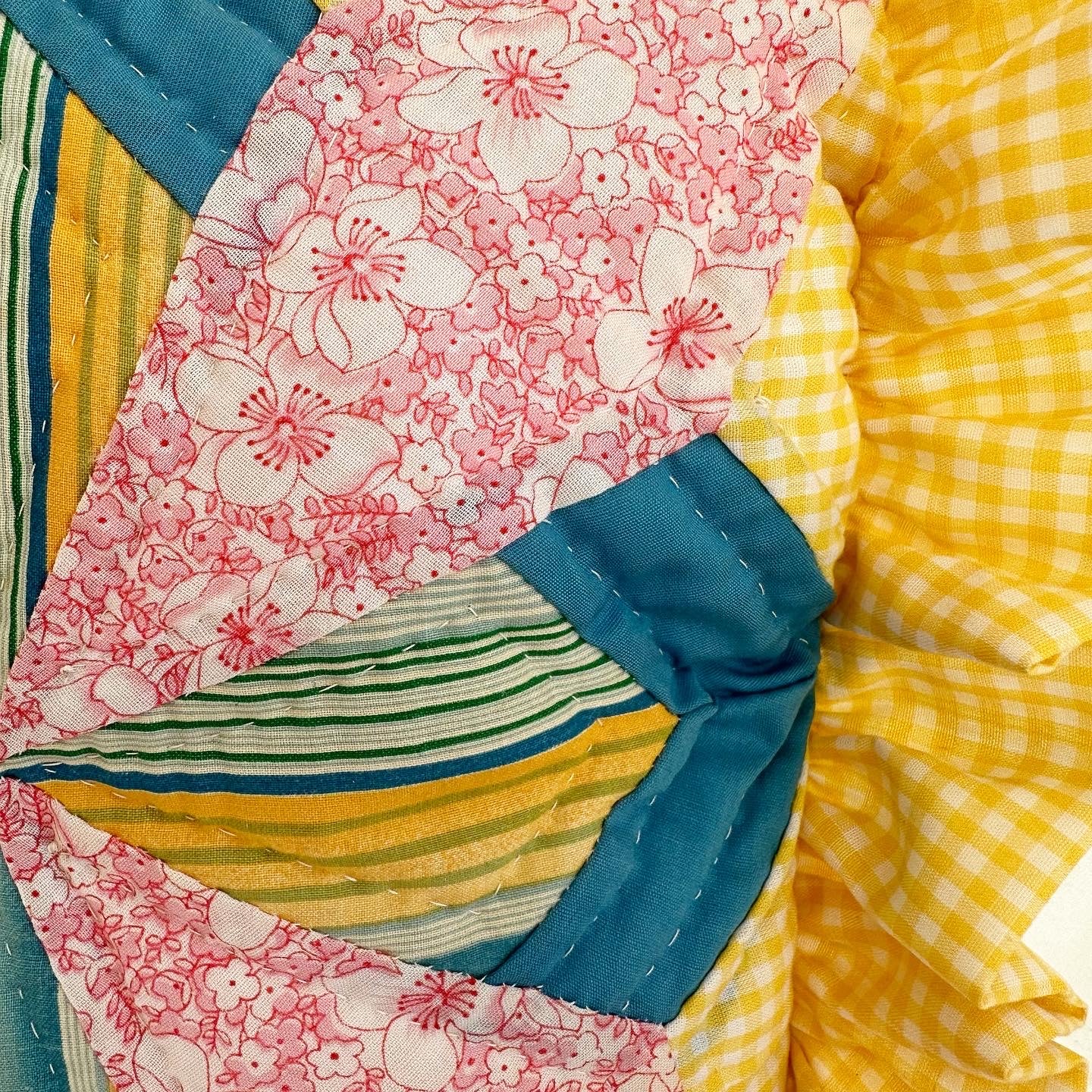Yellow Gingham Quilted Pillow