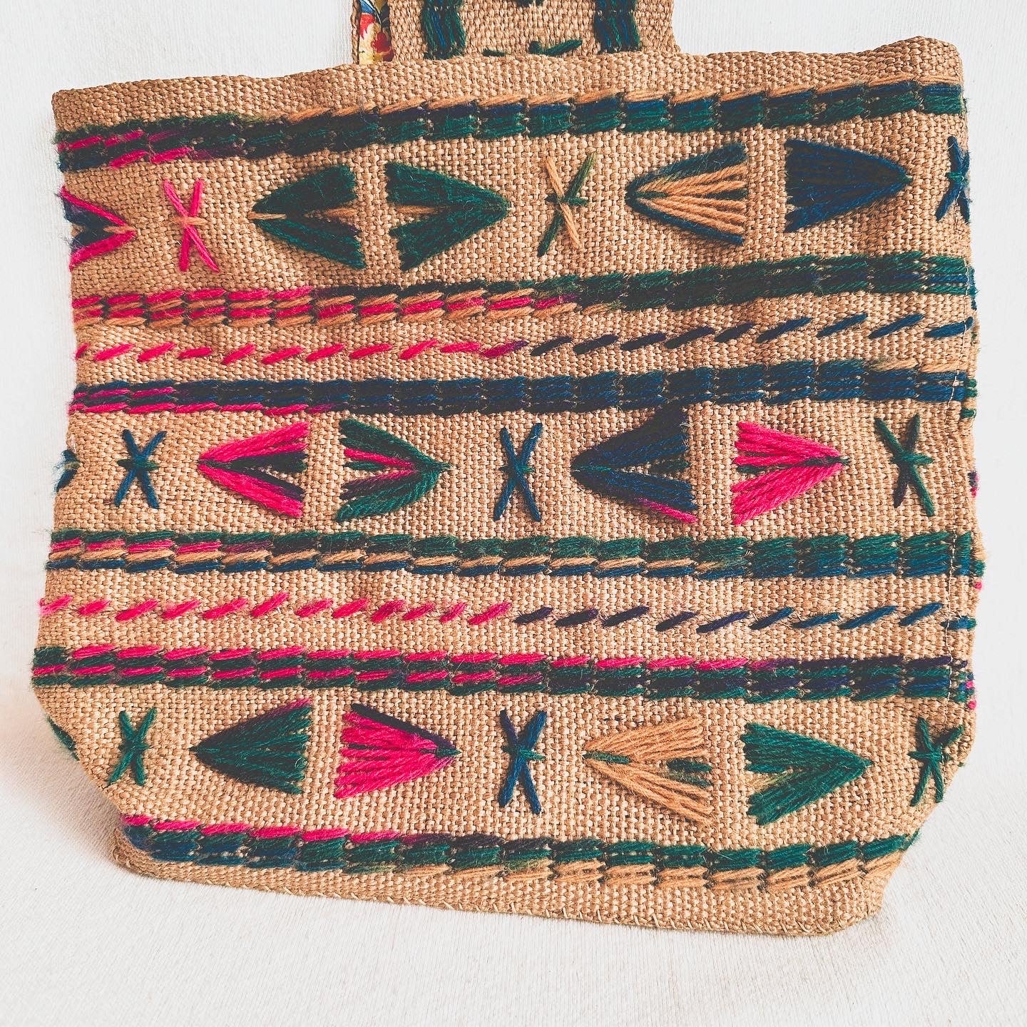 Embroidered Burlap Purse