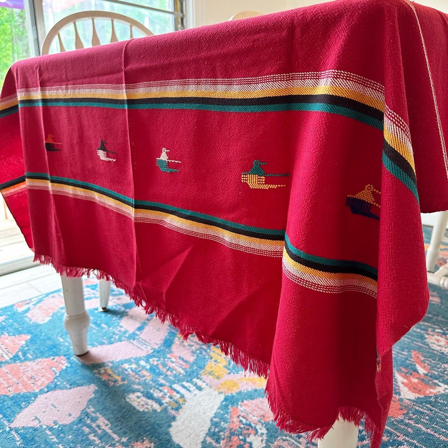 Red Southwestern Woven Tablecloth + Napkins