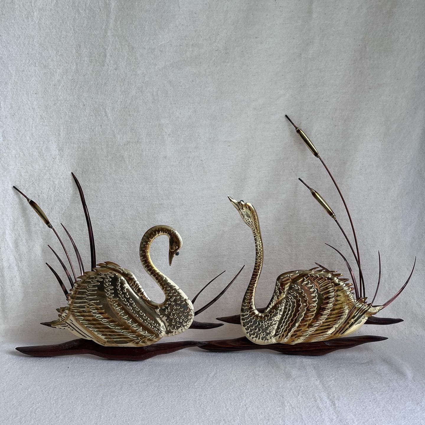 Brass Swan Pair