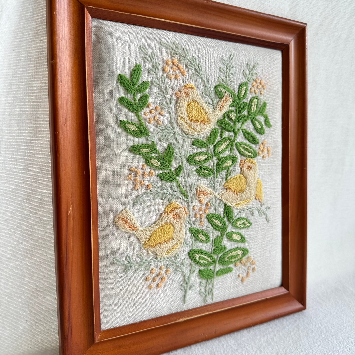 Floral Bird Crewel Artwork