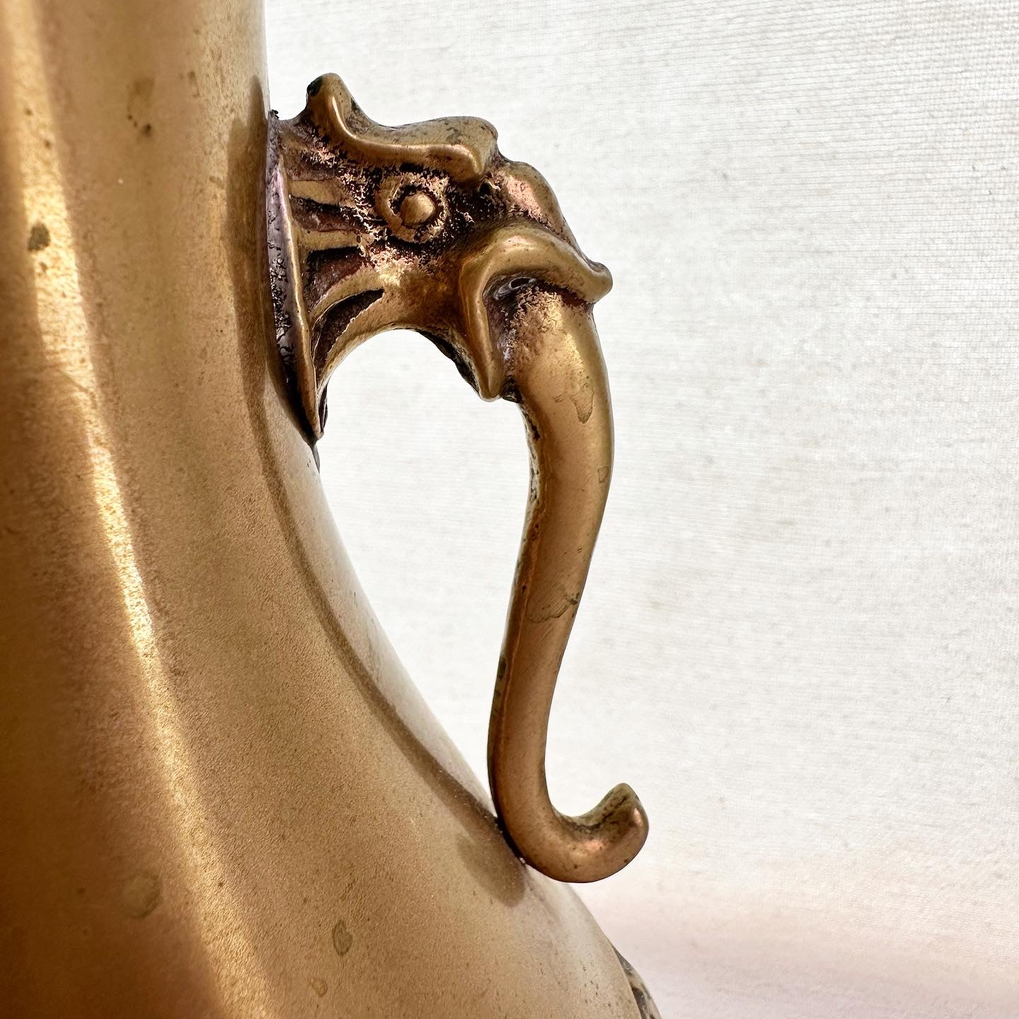 Heavy Brass Tongue Handles Vase