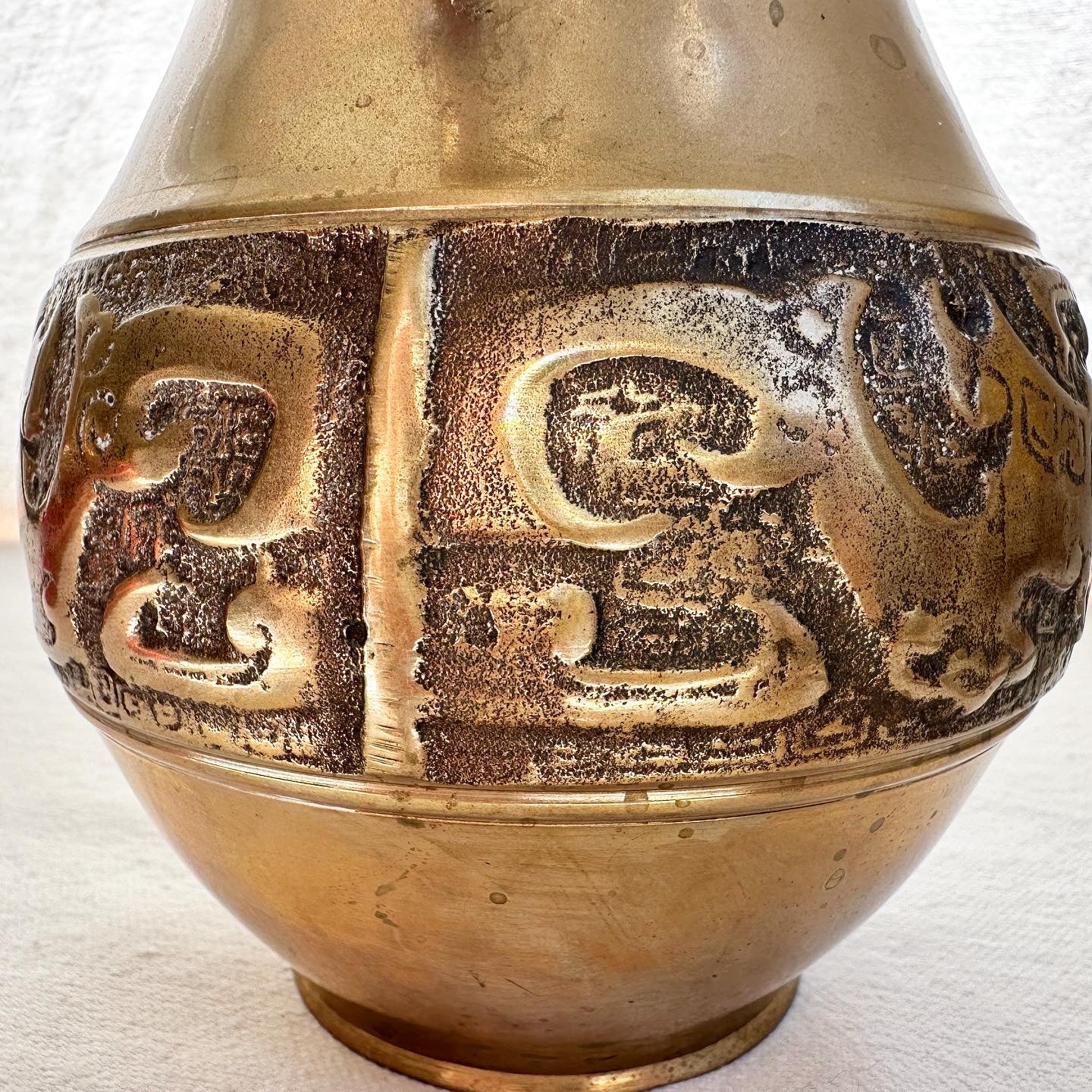 Heavy Brass Tongue Handles Vase