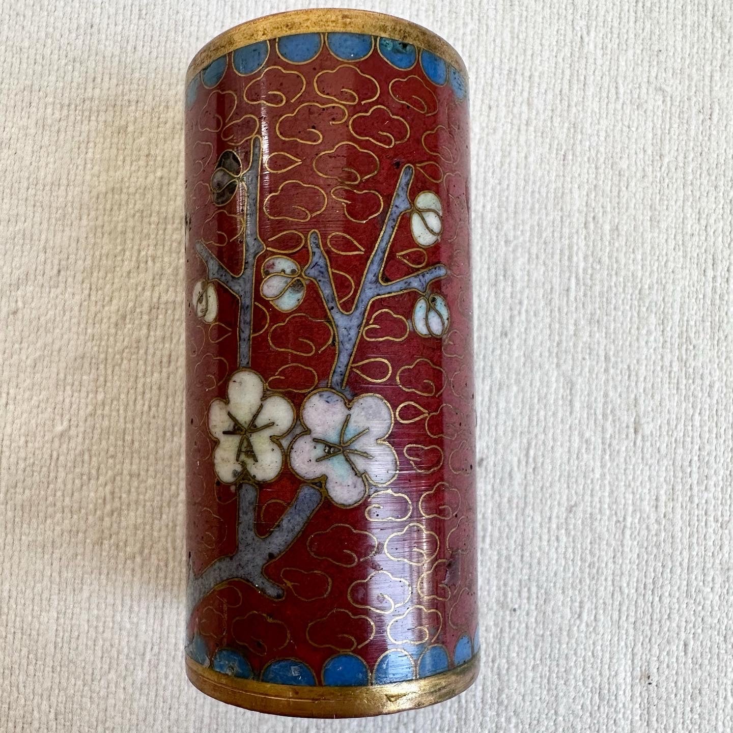 Garnet Chinese Cloisonné Tube