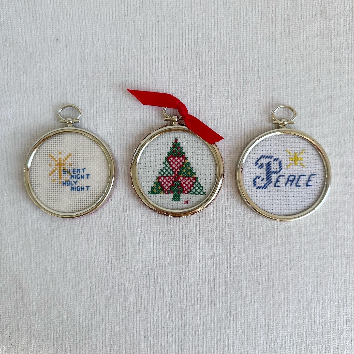 Hand-stitched Round Christmas Ornaments