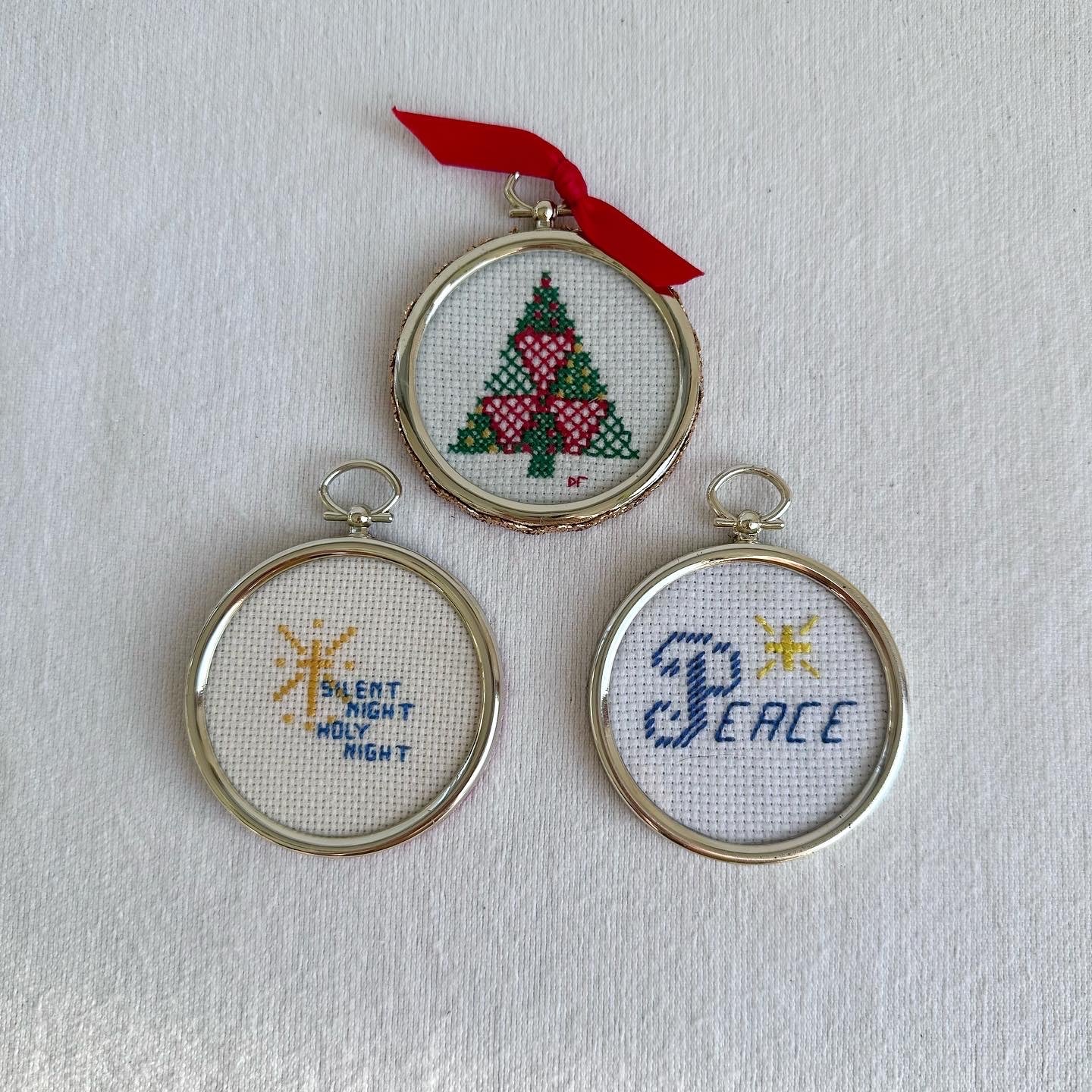 Hand-stitched Round Christmas Ornaments
