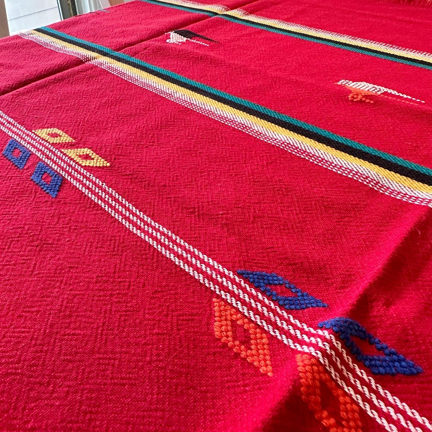 Red Southwestern Woven Tablecloth + Napkins
