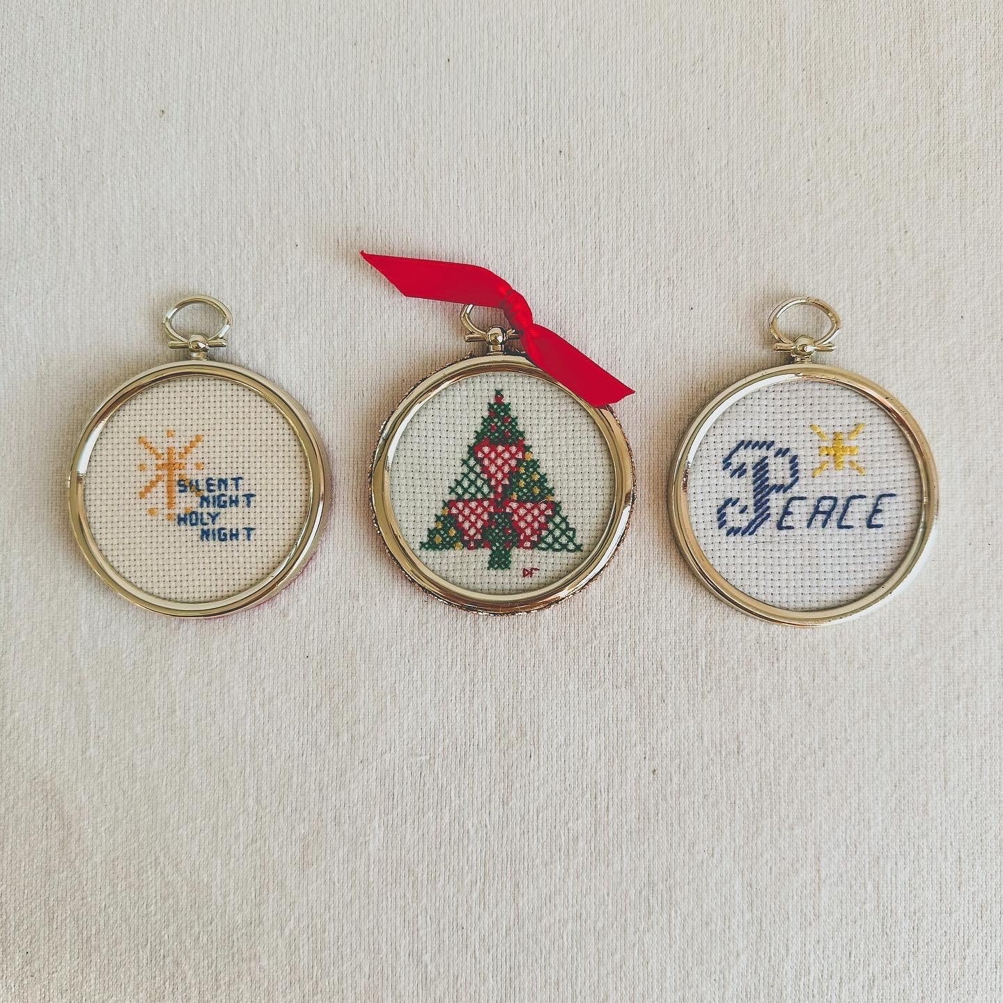 Hand-stitched Round Christmas Ornaments