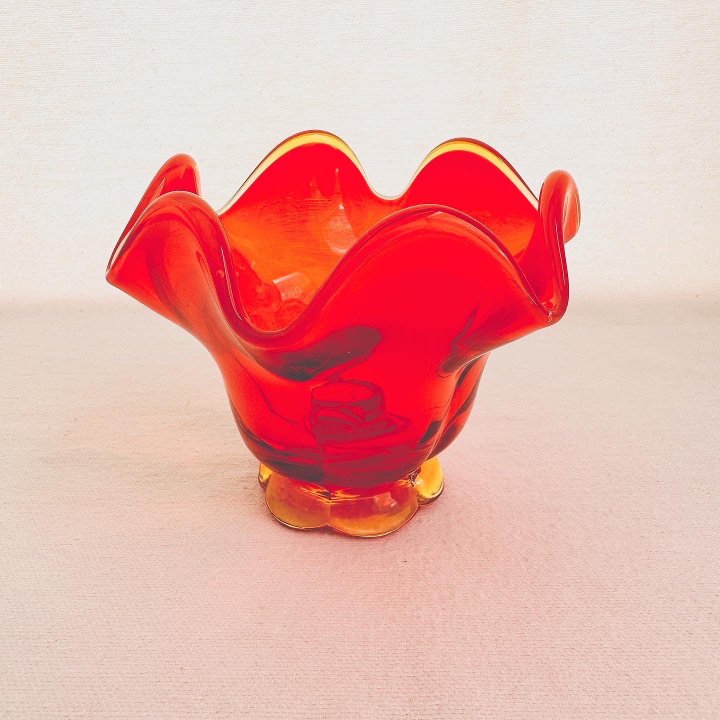 Viking Amberina Candleholder
