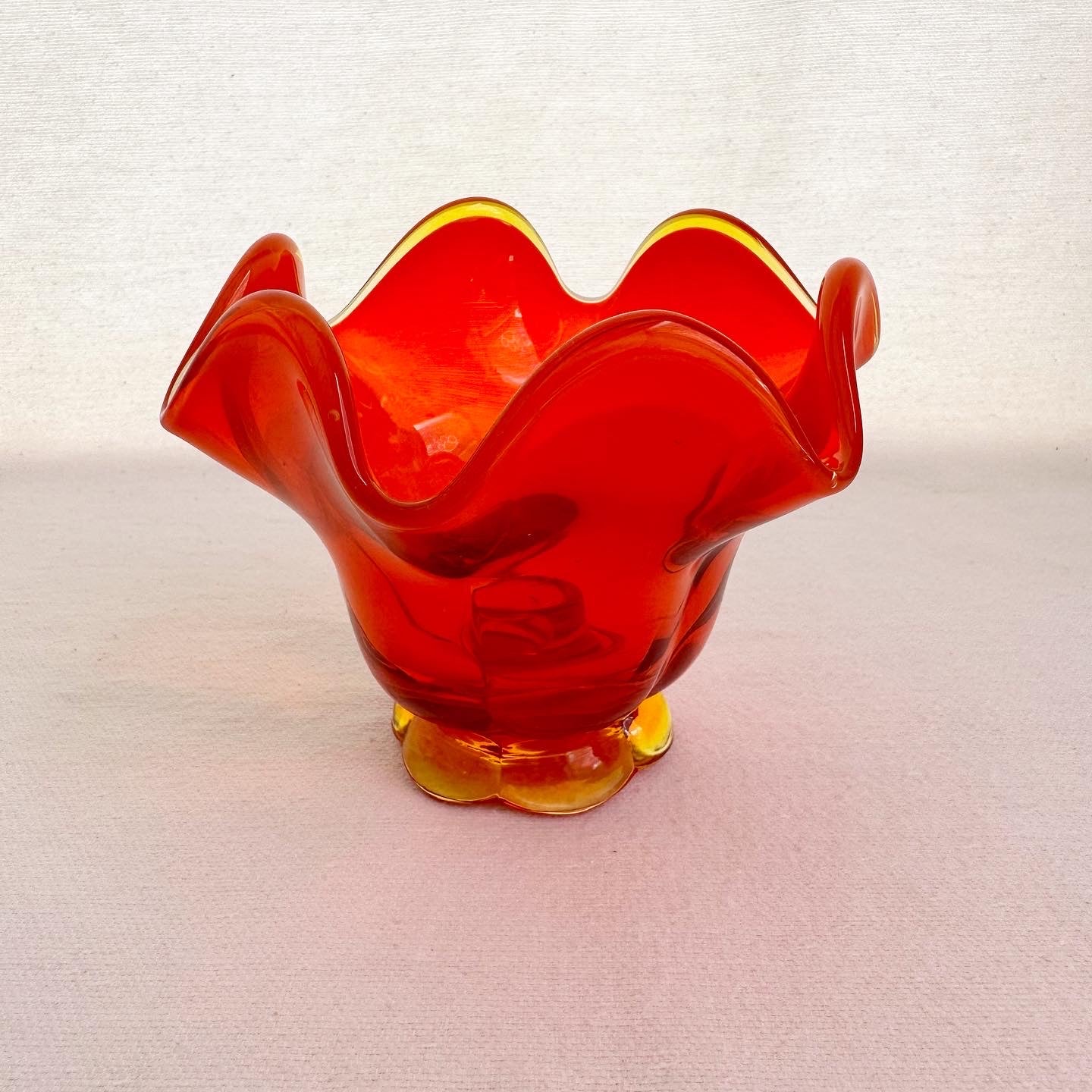 Viking Amberina Candleholder