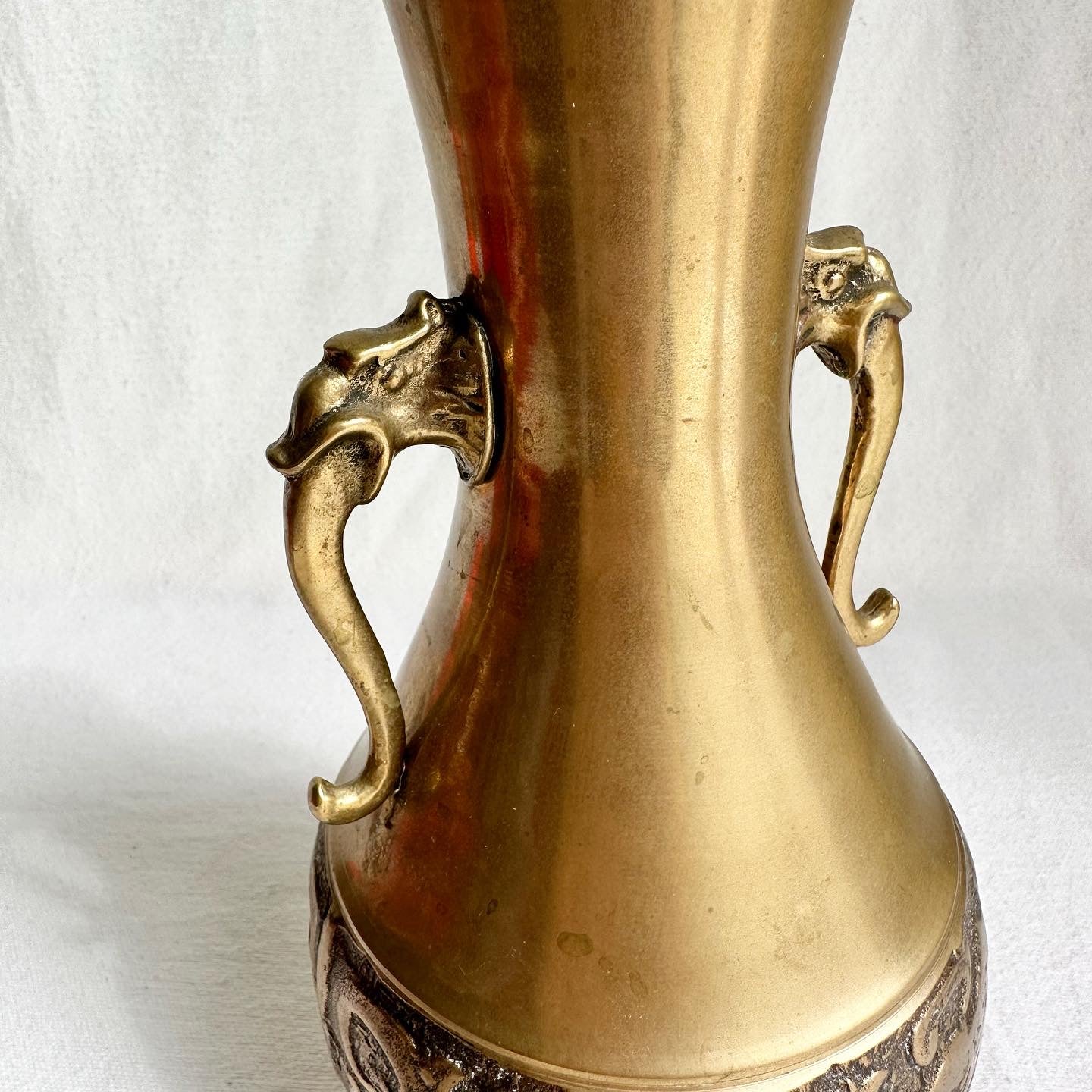 Heavy Brass Tongue Handles Vase