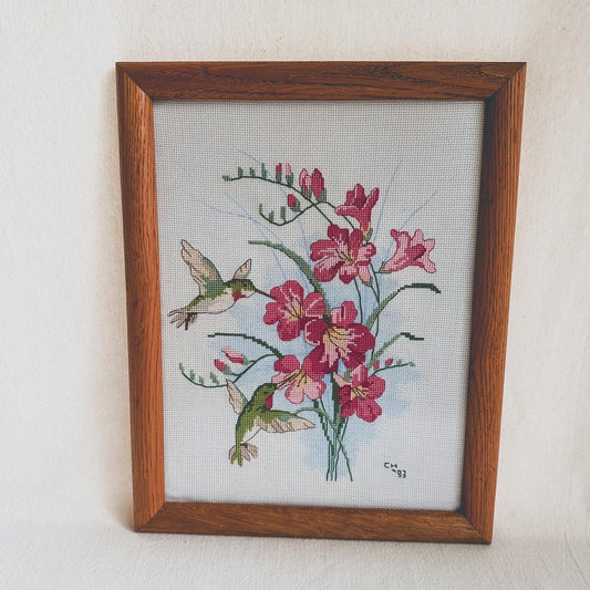 Floral Hummingbird Cross-stitch