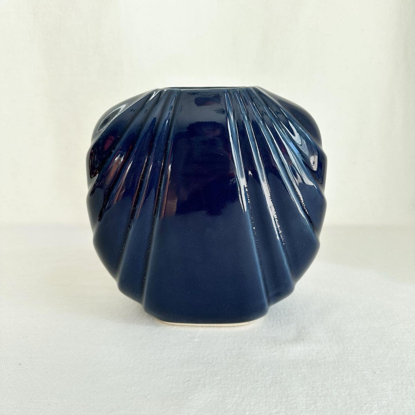 Navy Revival Art Deco Vase