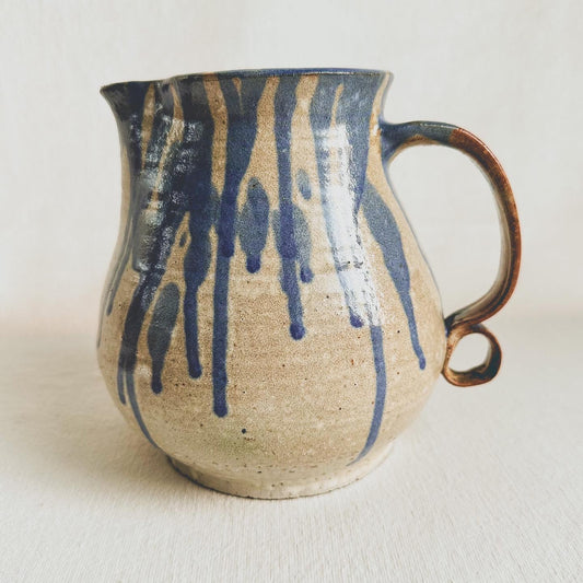 Handmade Blue Drip Pitcher