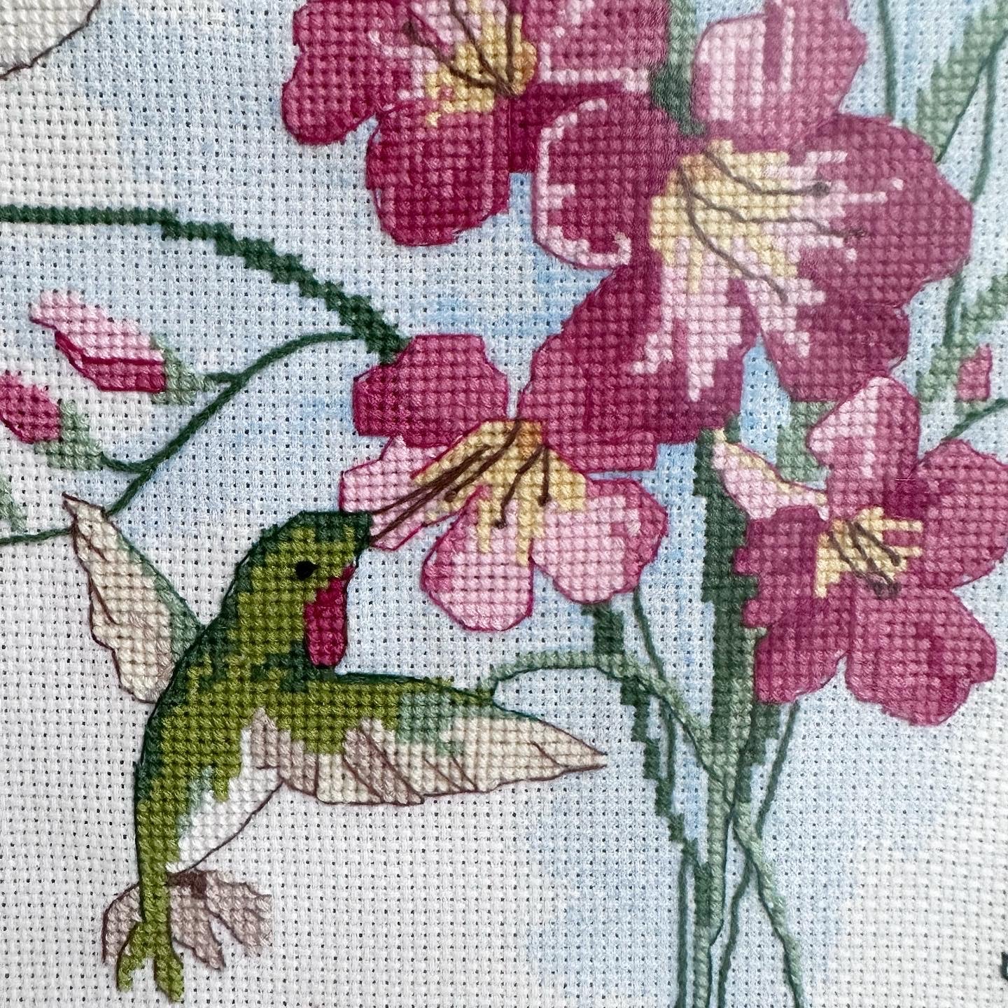 Floral Hummingbird Cross-stitch