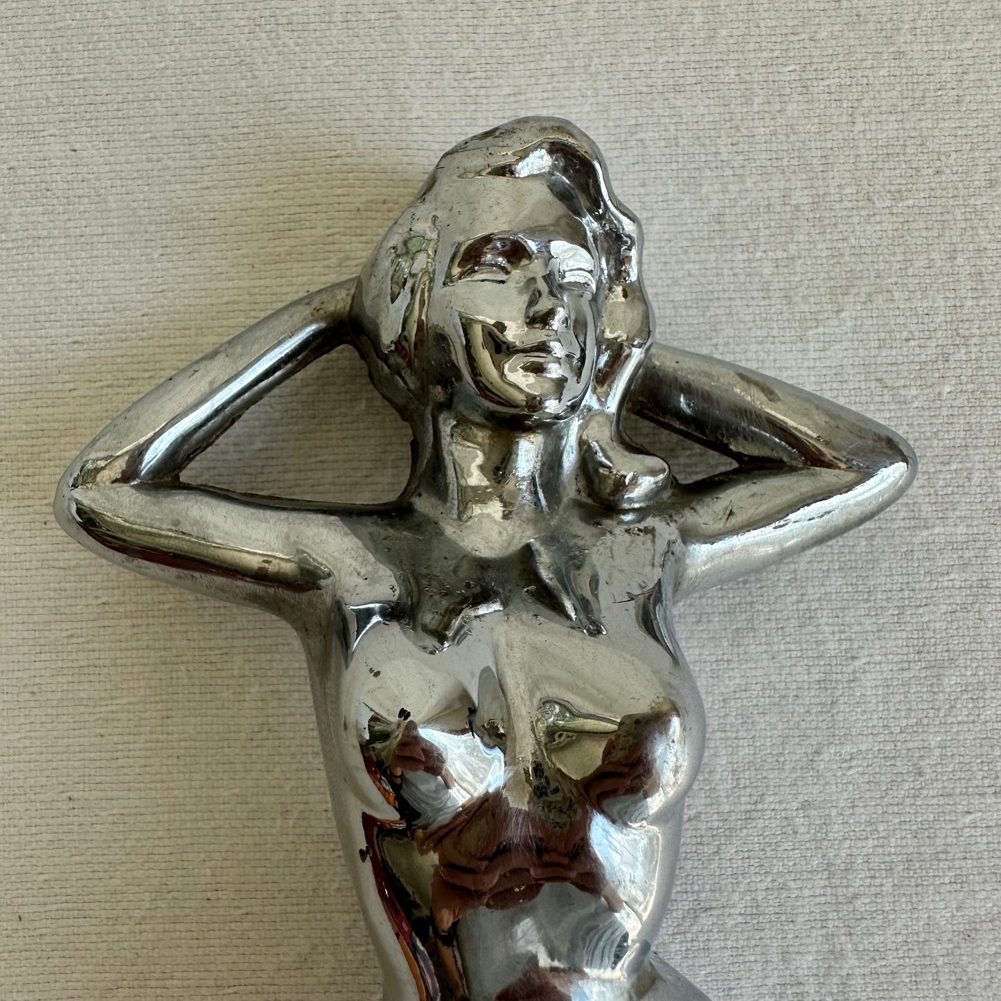 Naked Woman Chrome Hub Cap Ornament