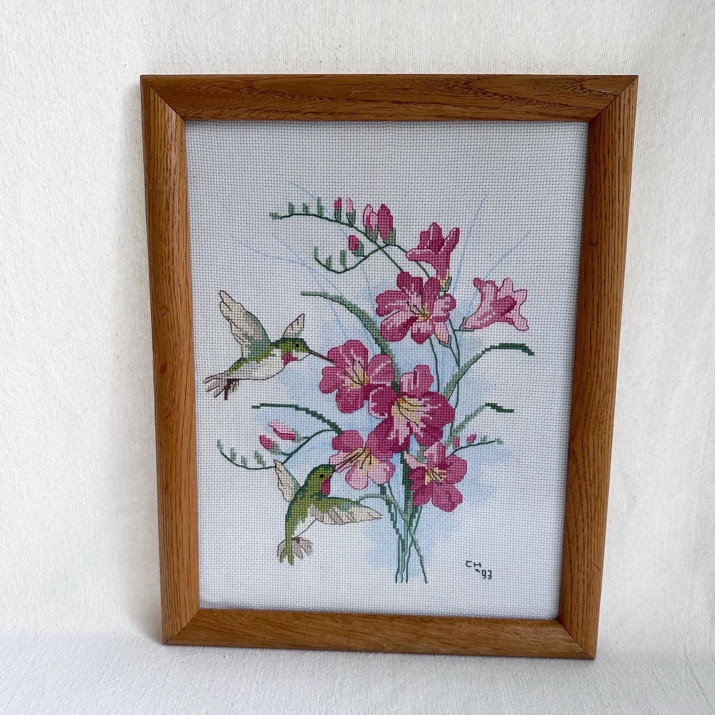 Floral Hummingbird Cross-stitch