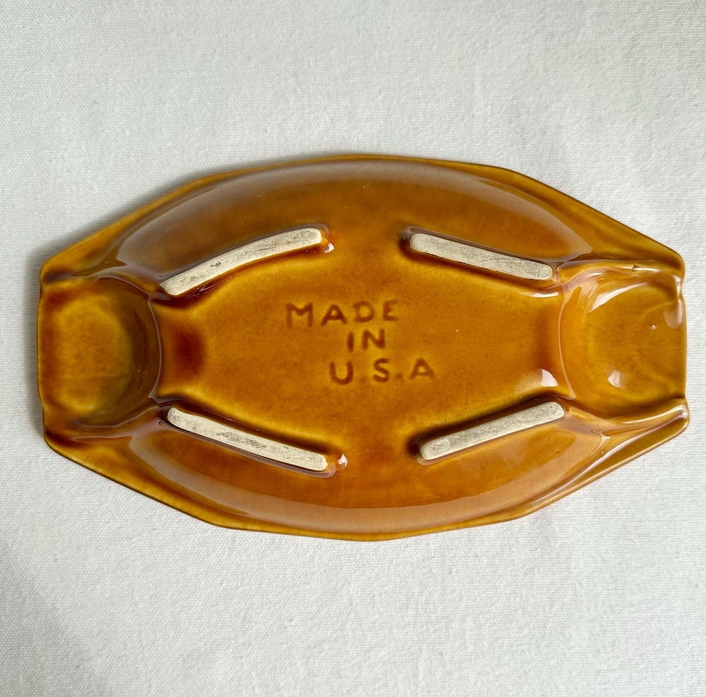 Honey Brown Ceramic Floral Dish