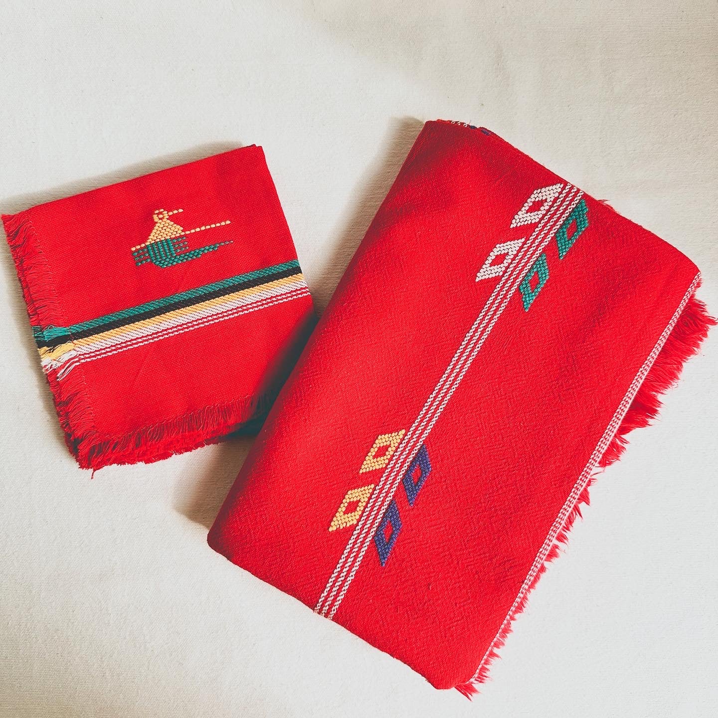 Red Southwestern Woven Tablecloth + Napkins