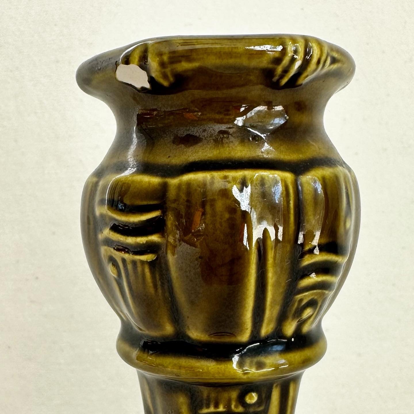 Olive Floral Ceramic Candlestick