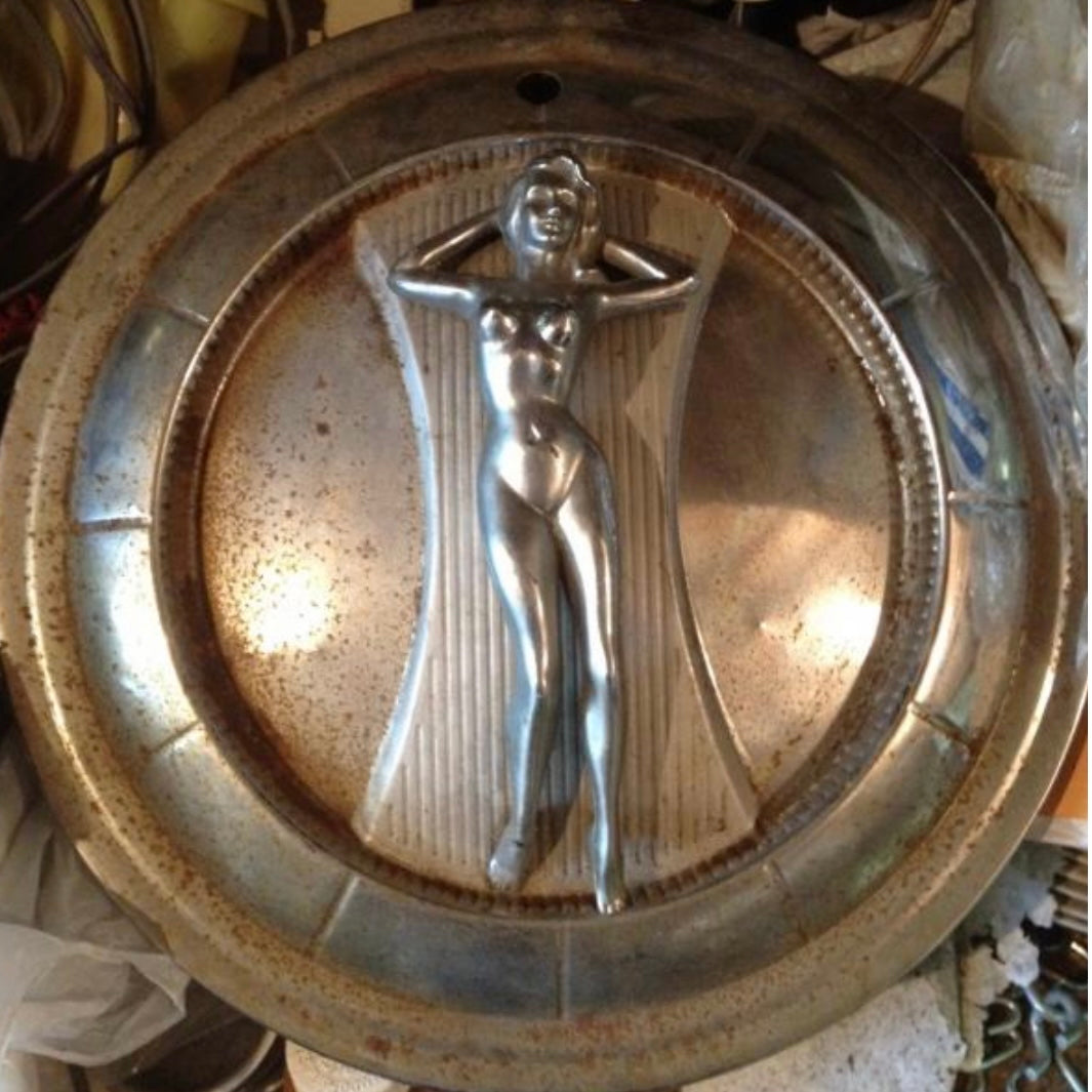 Naked Woman Chrome Hub Cap Ornament