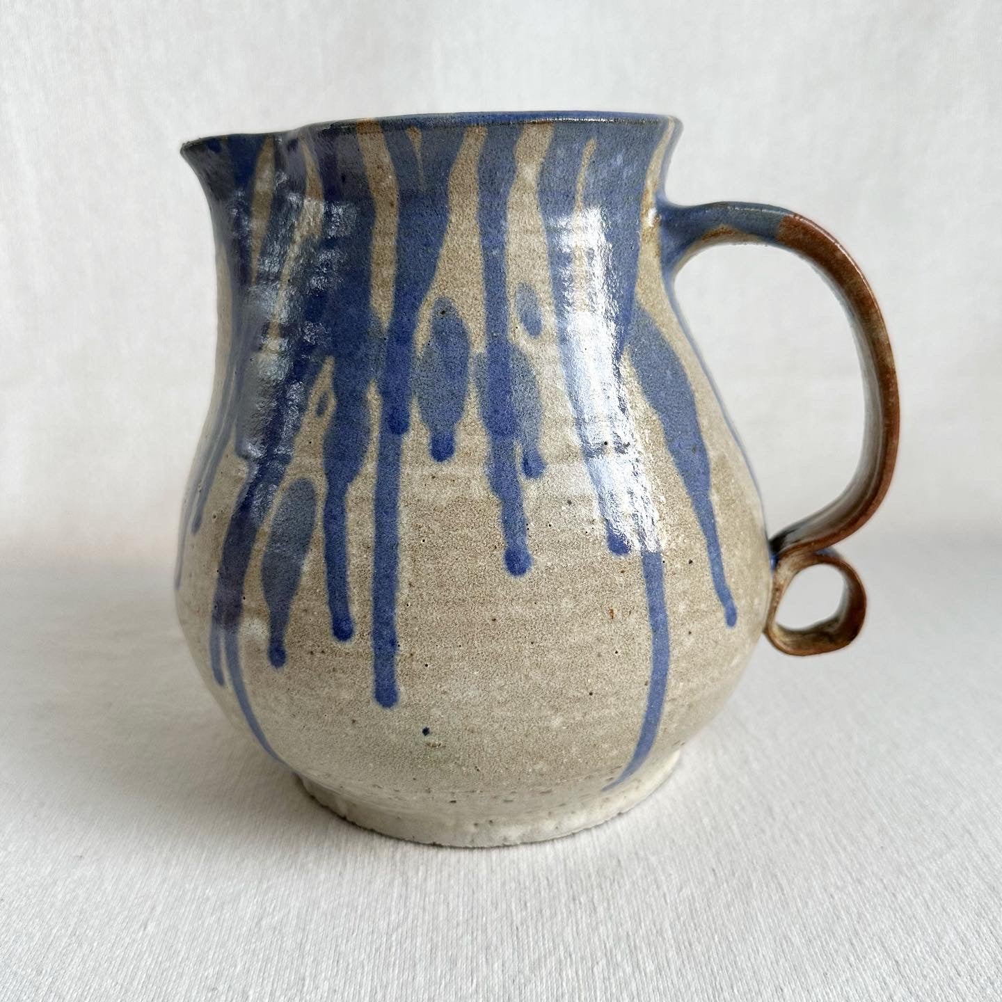 Handmade Blue Drip Pitcher