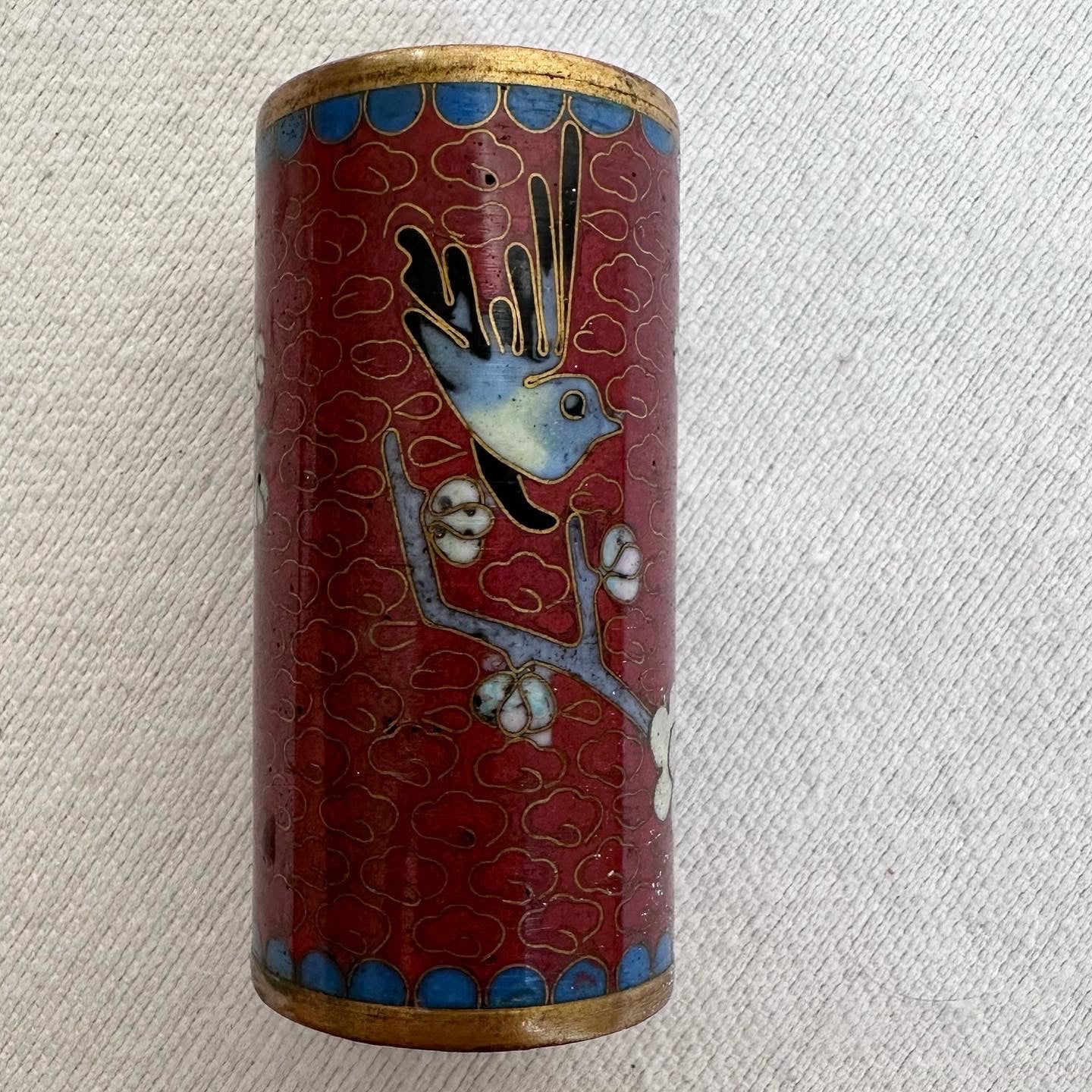Garnet Chinese Cloisonné Tube