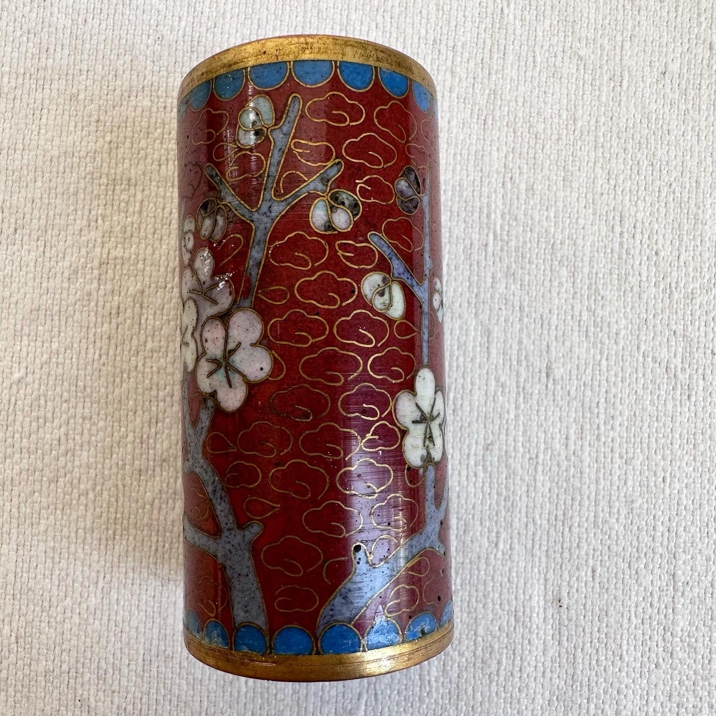 Garnet Chinese Cloisonné Tube
