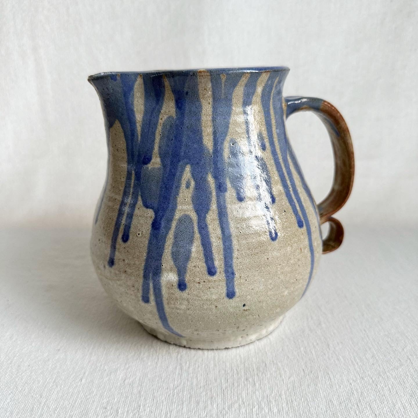 Handmade Blue Drip Pitcher