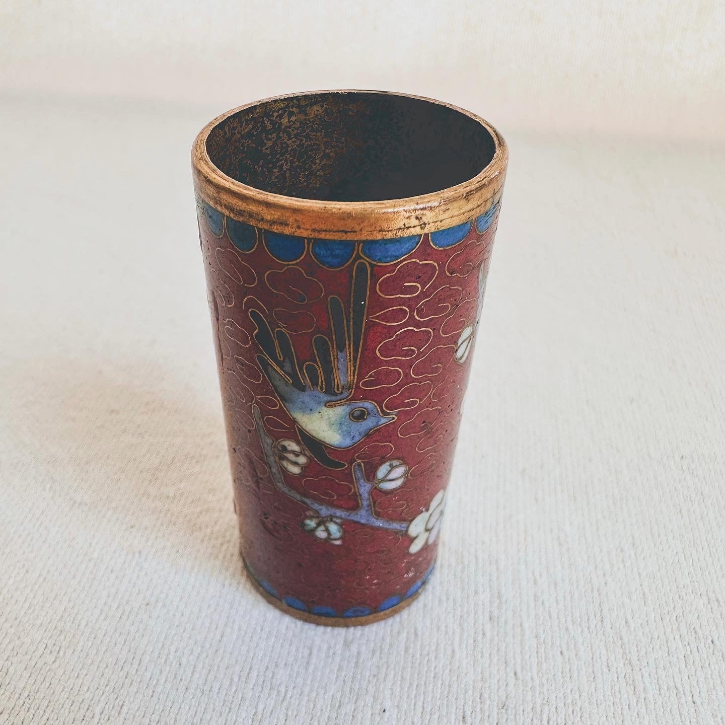 Garnet Chinese Cloisonné Tube