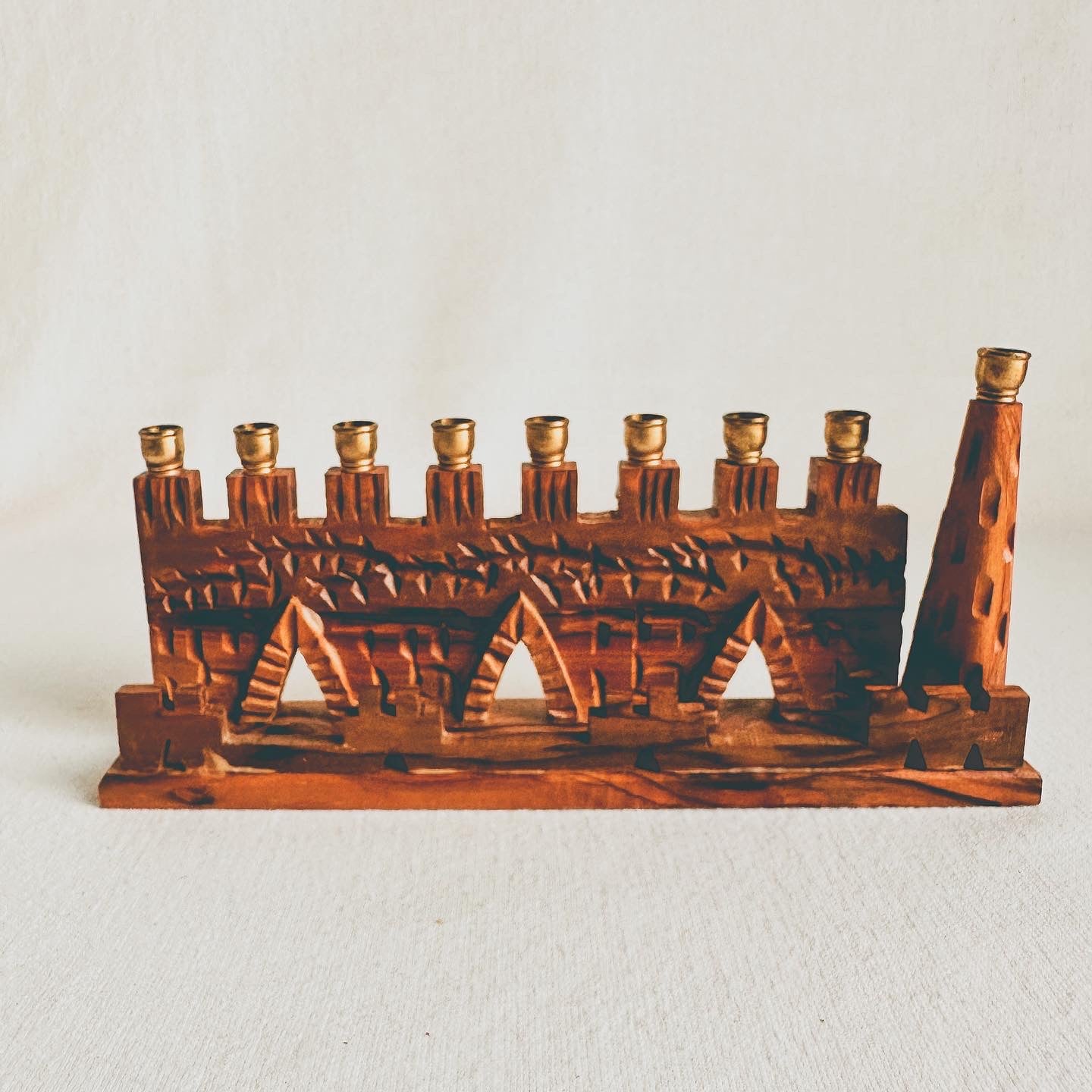 Wooden + Brass Menorah