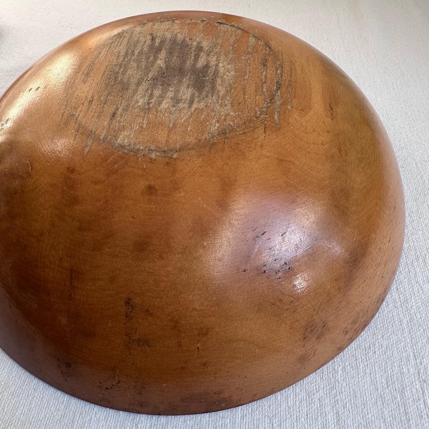 Wooden Hand-painted Bowl w Salad Tongs 