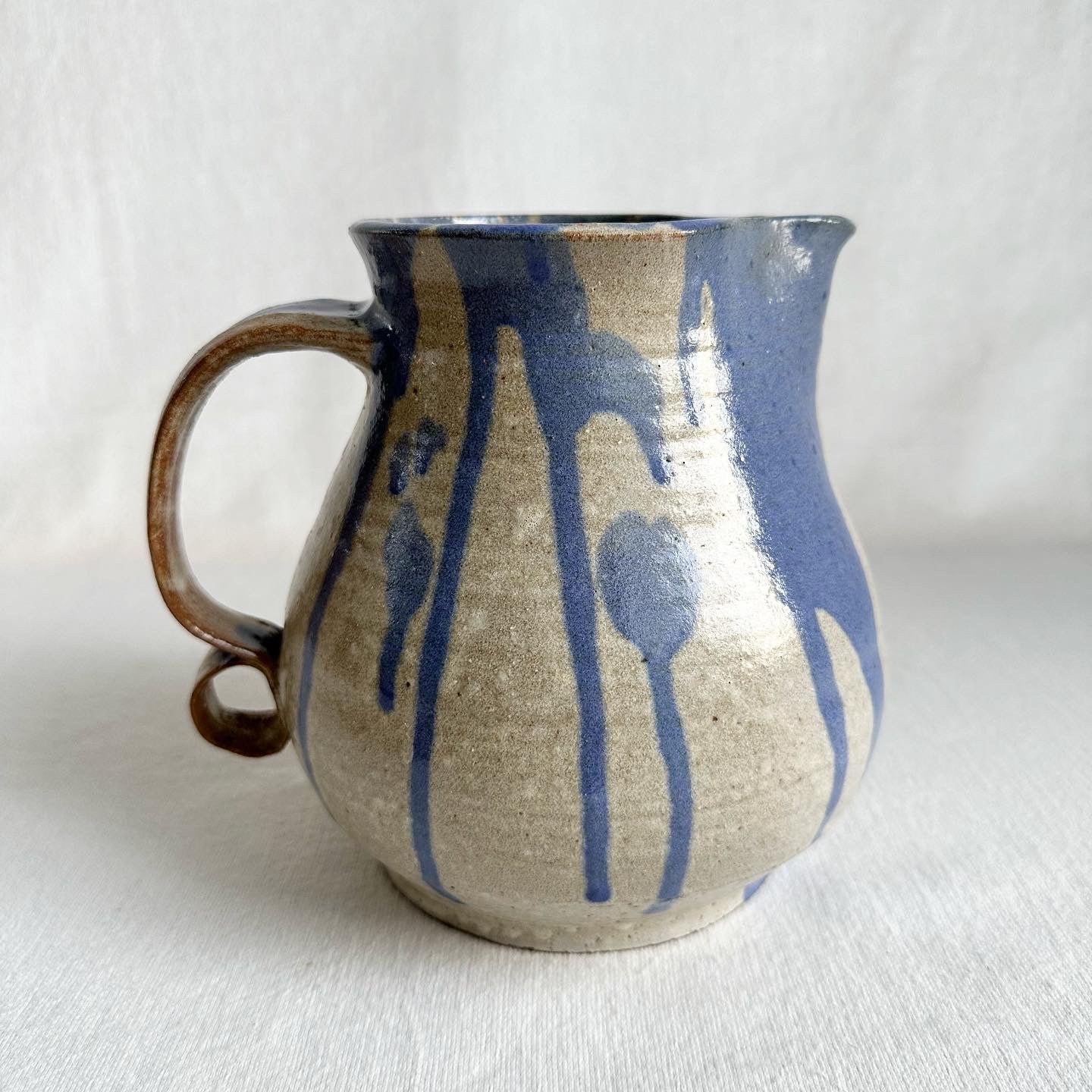 Handmade Blue Drip Pitcher