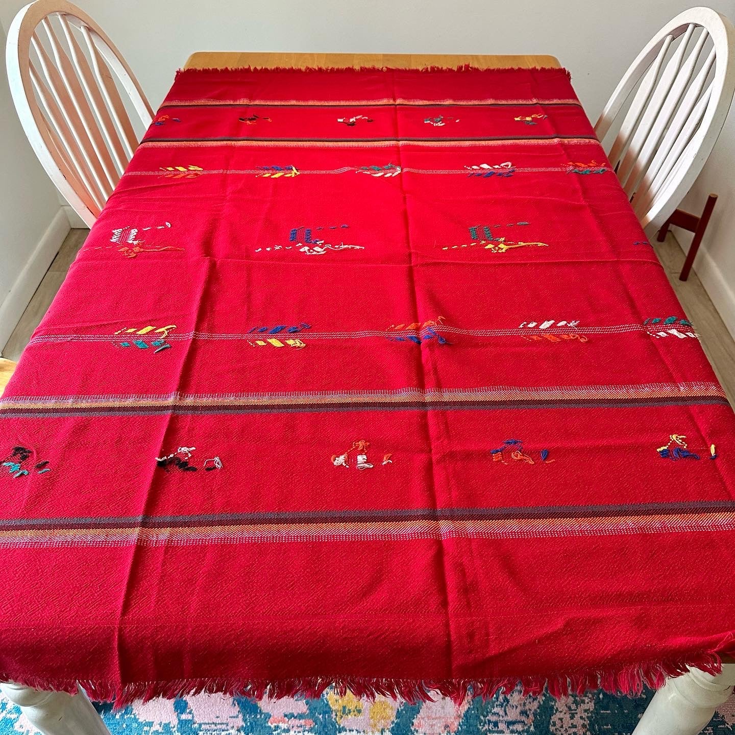 Red Southwestern Woven Tablecloth + Napkins
