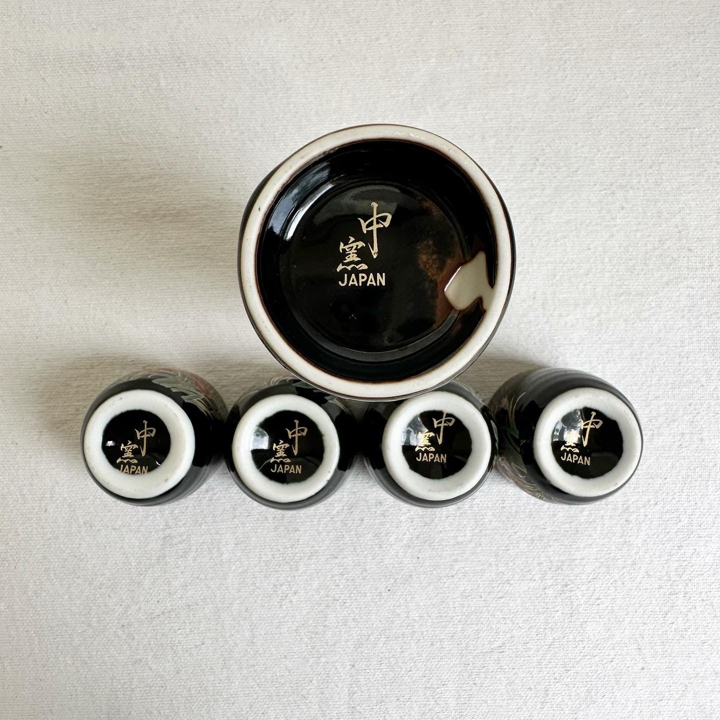 Black Floral Sake Set