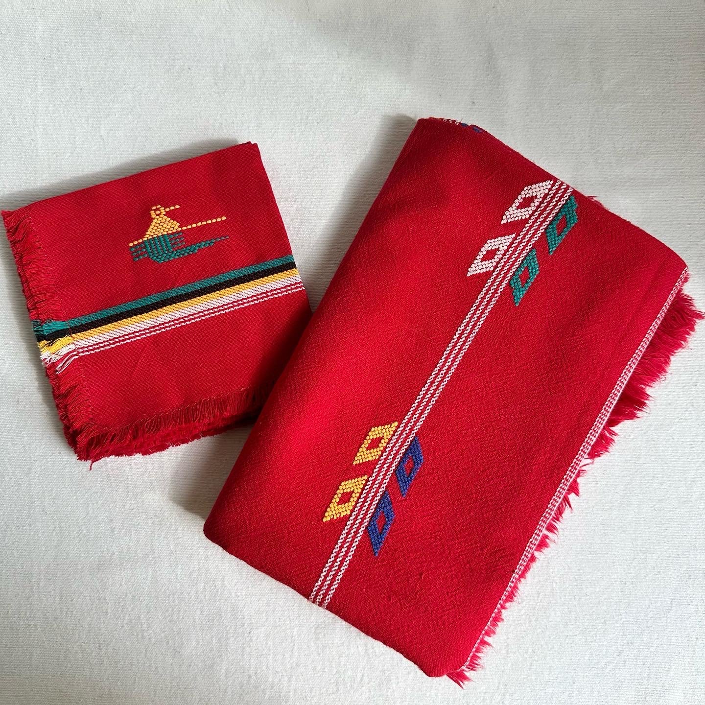 Red Southwestern Woven Tablecloth + Napkins