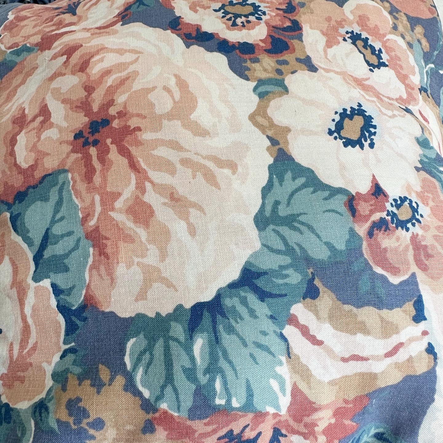 80s Blue Pink Floral Ruffle Pillows