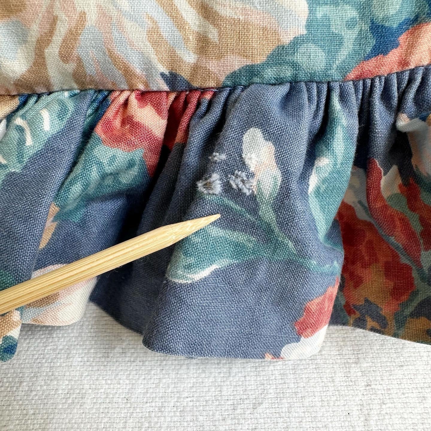 80s Blue Pink Floral Ruffle Pillows