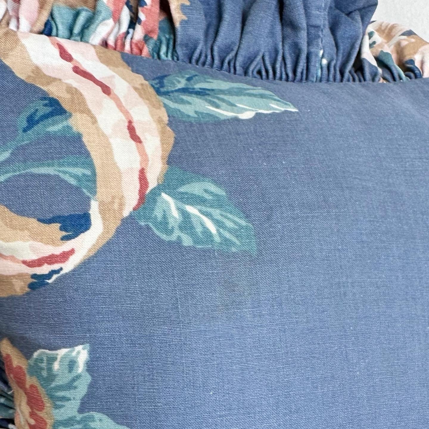 80s Blue Pink Floral Ruffle Pillows