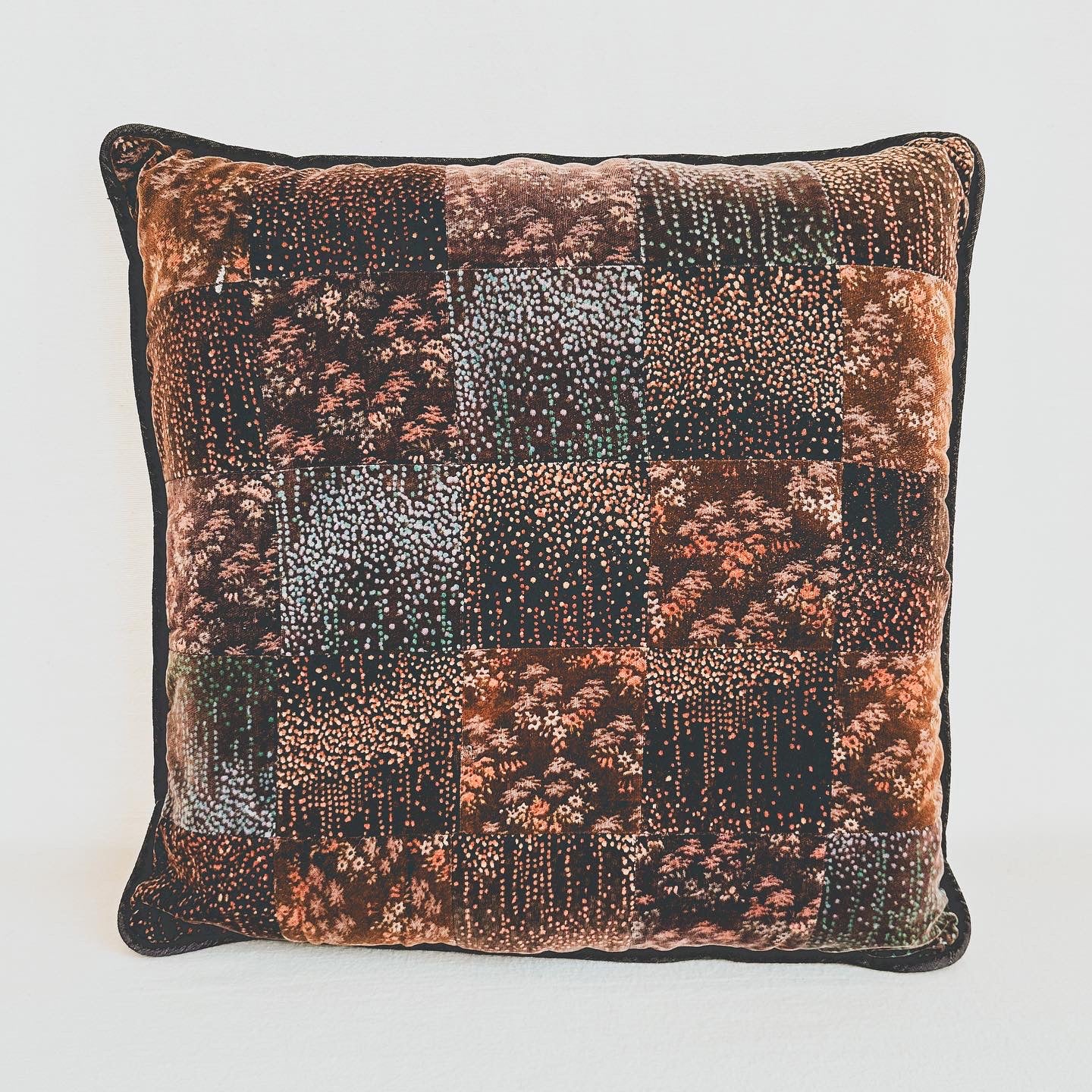 Brown Velvet Patchwork Pillow