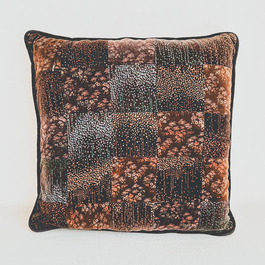 Brown Velvet Patchwork Pillow