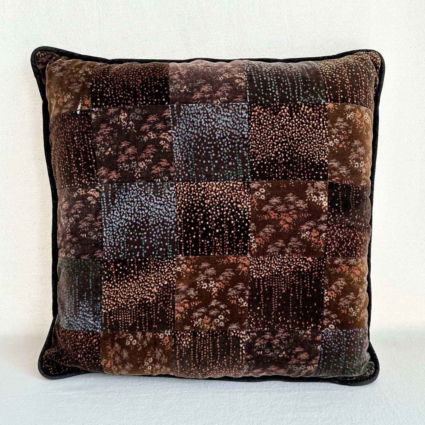 Brown Velvet Patchwork Pillow
