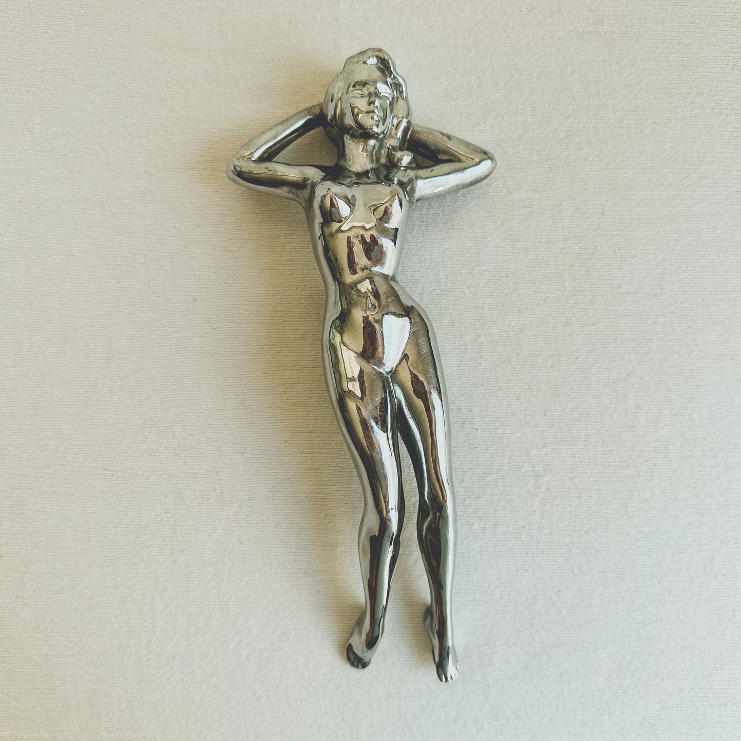 Naked Woman Chrome Hub Cap Ornament