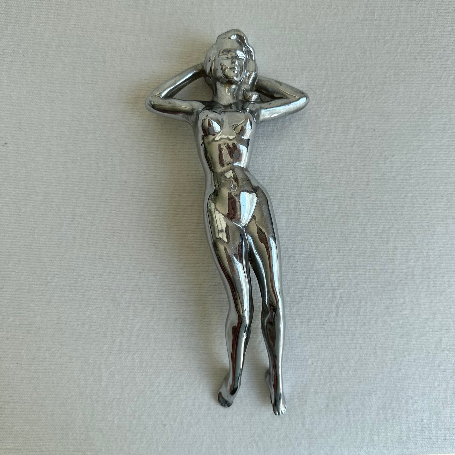 Naked Woman Chrome Hub Cap Ornament
